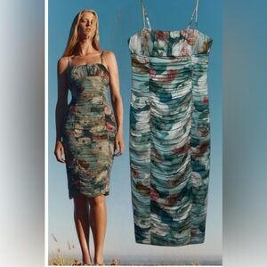 ZARA Floral Print Draped Dress size extra small